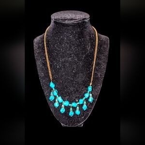 Golden Metallic and Turquoise Color Howlite Necklace